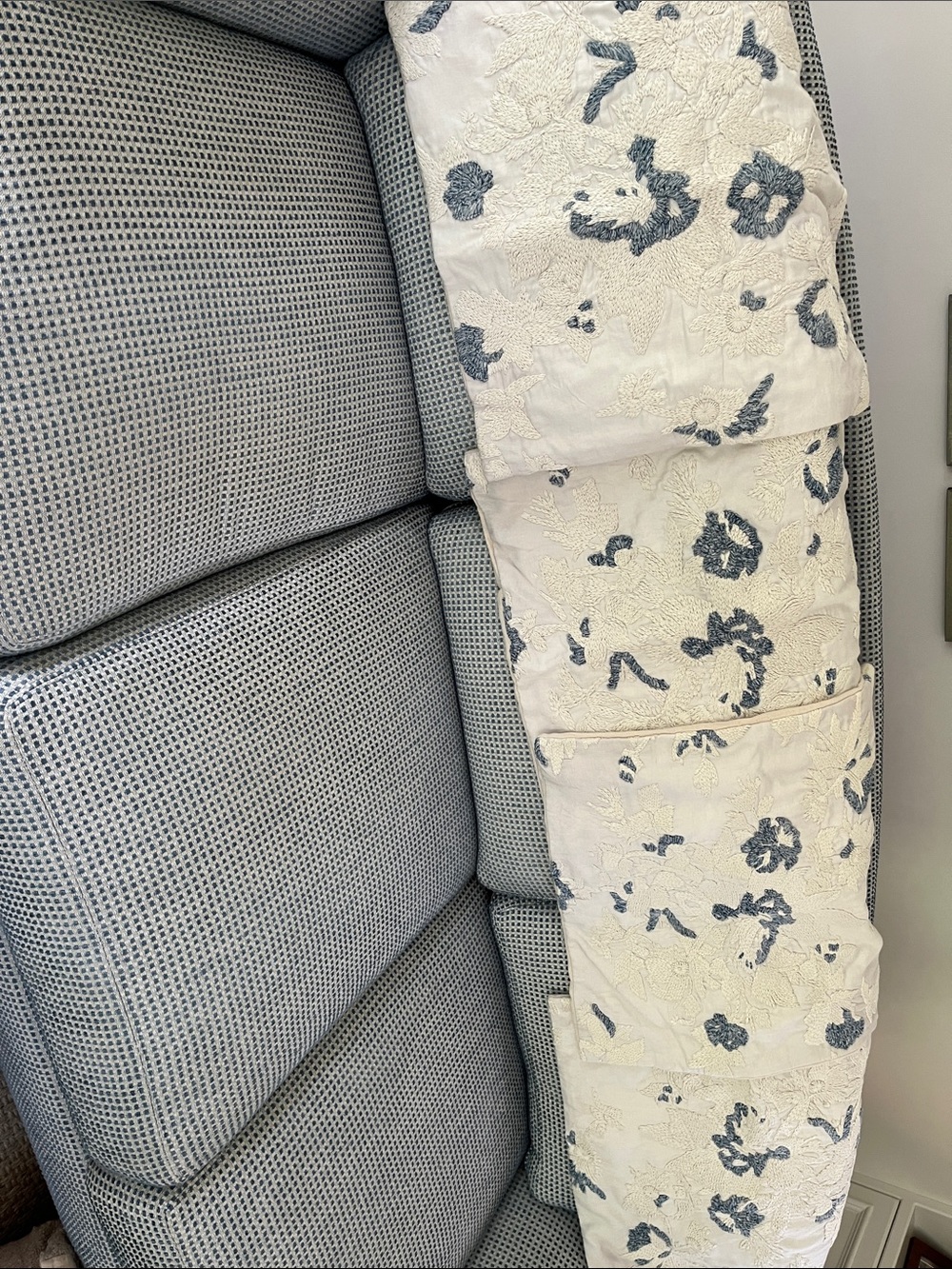 Cream and Blue Floral Quilted pillow covers Home Accents - 4